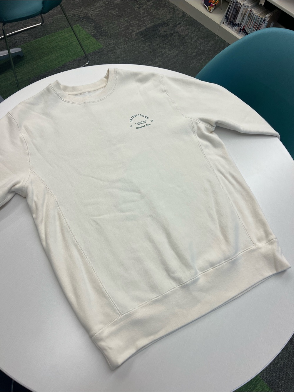 Emily Roggenburk return to cleveland puff crewneck long sleeve sweatshirt green - Picture 2 of 11